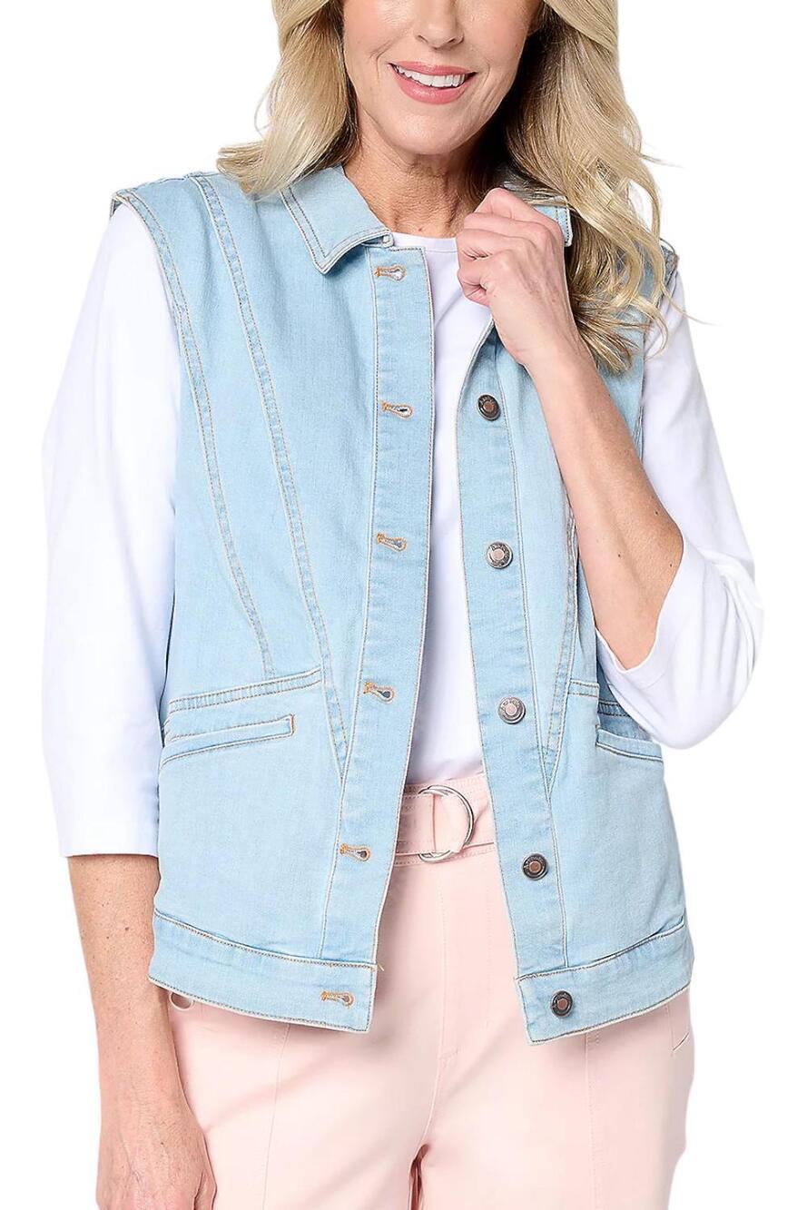 AnyBody Women's Washed Denim Vest with Pitched Back LightWsh - Regular